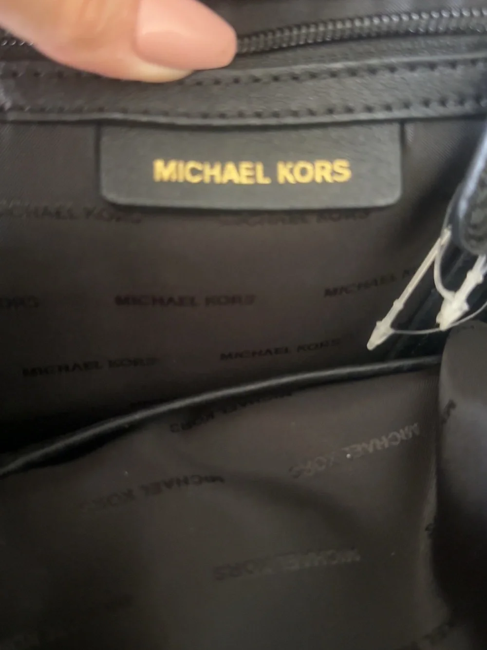Michael Kors Black Leather Backpack with Gold Hardware Accents